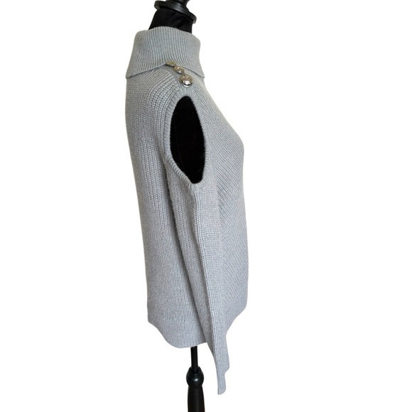 INC International Concepts Woman’s Small Light Gray Cold Shoulder Sweater - Picture 4 of 8